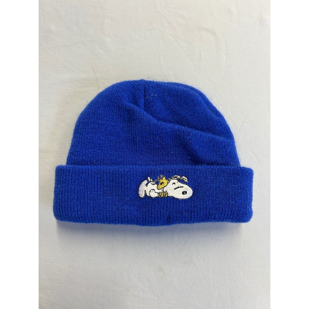 Vintage 1997 baby/kids Peanut Snoopy Woodstock Blue Embroidered Beanie Hat